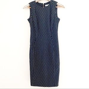 Calvin Klein Patterened Career Dress Size 4 Black